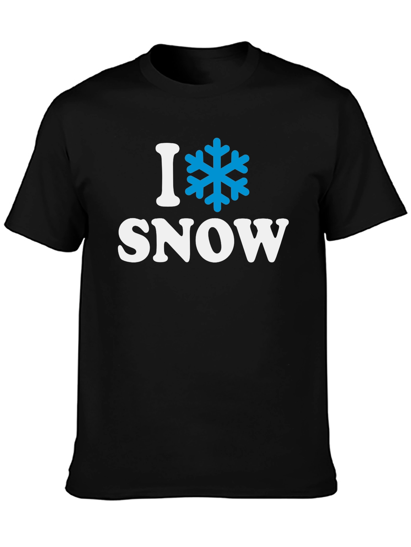 Black I Love Snow T-Shirt - Winter Holiday Apparel view 3