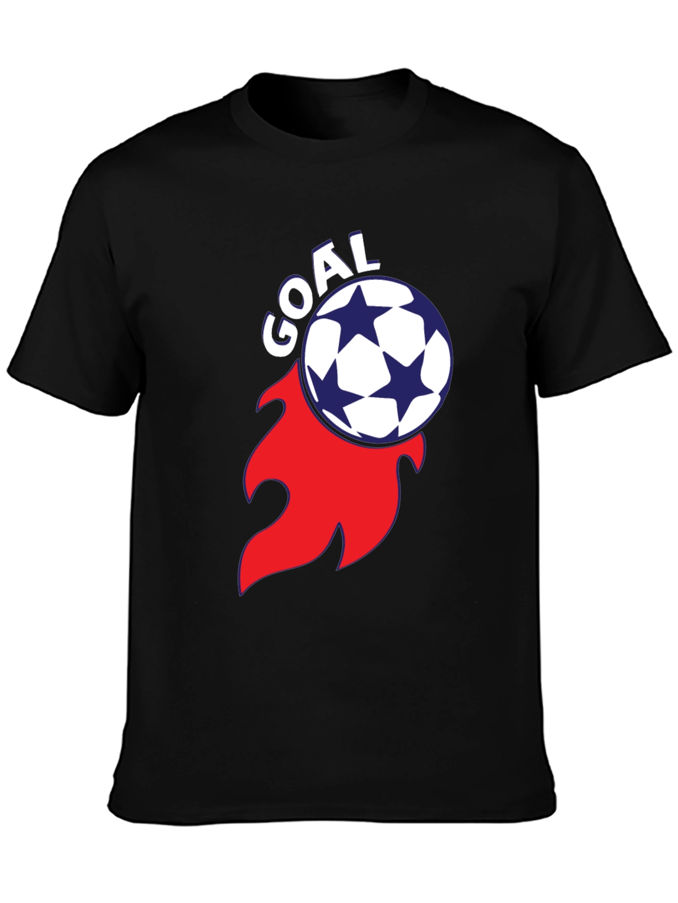 Black Goal! Soccer Ball Flame Graphic Tee - Stylish Black T-Shirt view 3