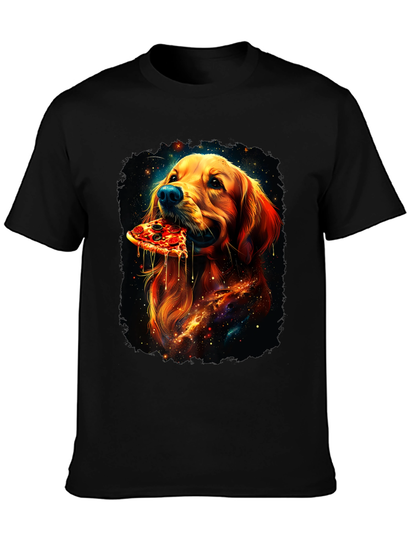 Dog Eating Pizza Graphic Tee - Unique Print - 3
