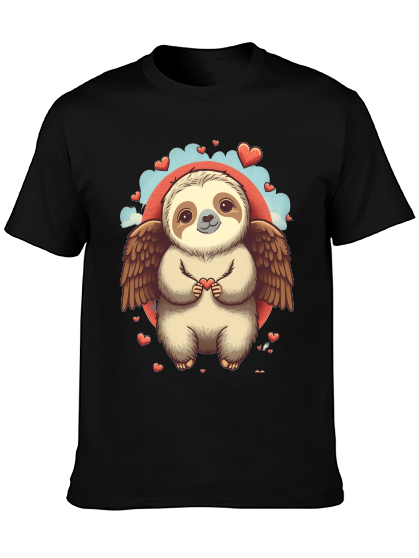 Black Sloth Angel Valentine's Day T-Shirt view 3