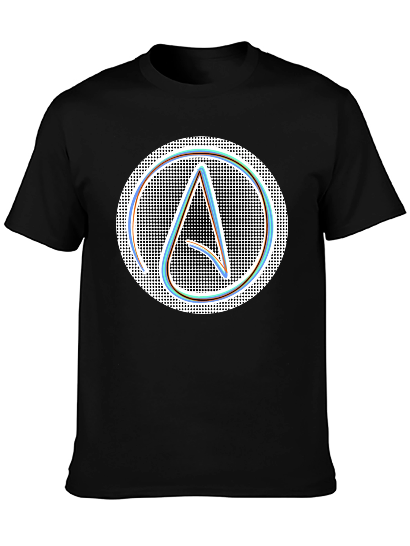 Black Atheist Symbol T-Shirt: Modern Black Graphic Tee view 3