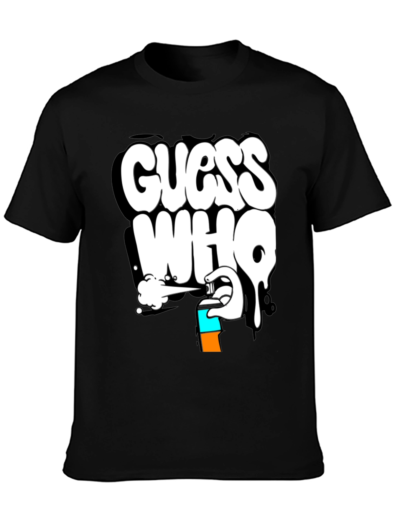 Black Guess Who Graffiti T-Shirt - Black Cotton Graphic Tee view 3
