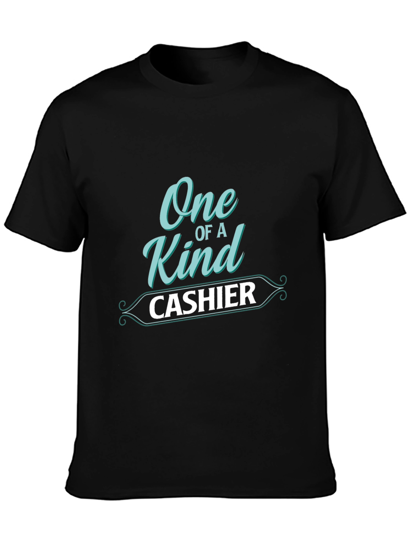 Black One Of A Kind Cashier T-Shirt - Trendy Graphic Tee view 3