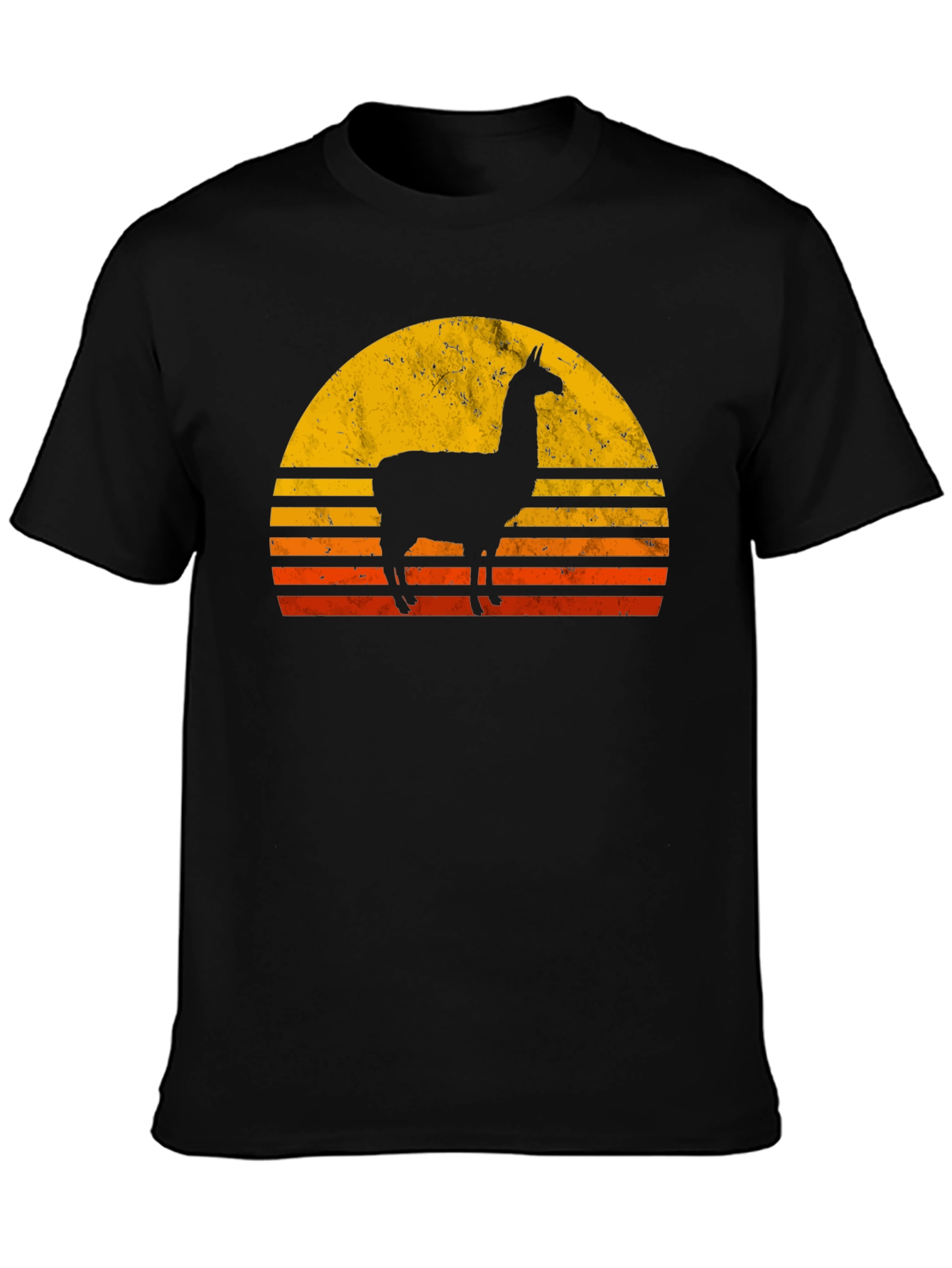 Black Llama Sunset Graphic T-Shirt - Retro Style view 3