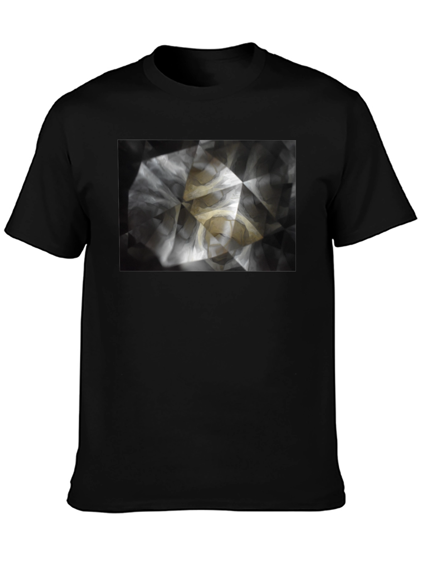 Black Abstract Geometric Print Black T-Shirt view 3