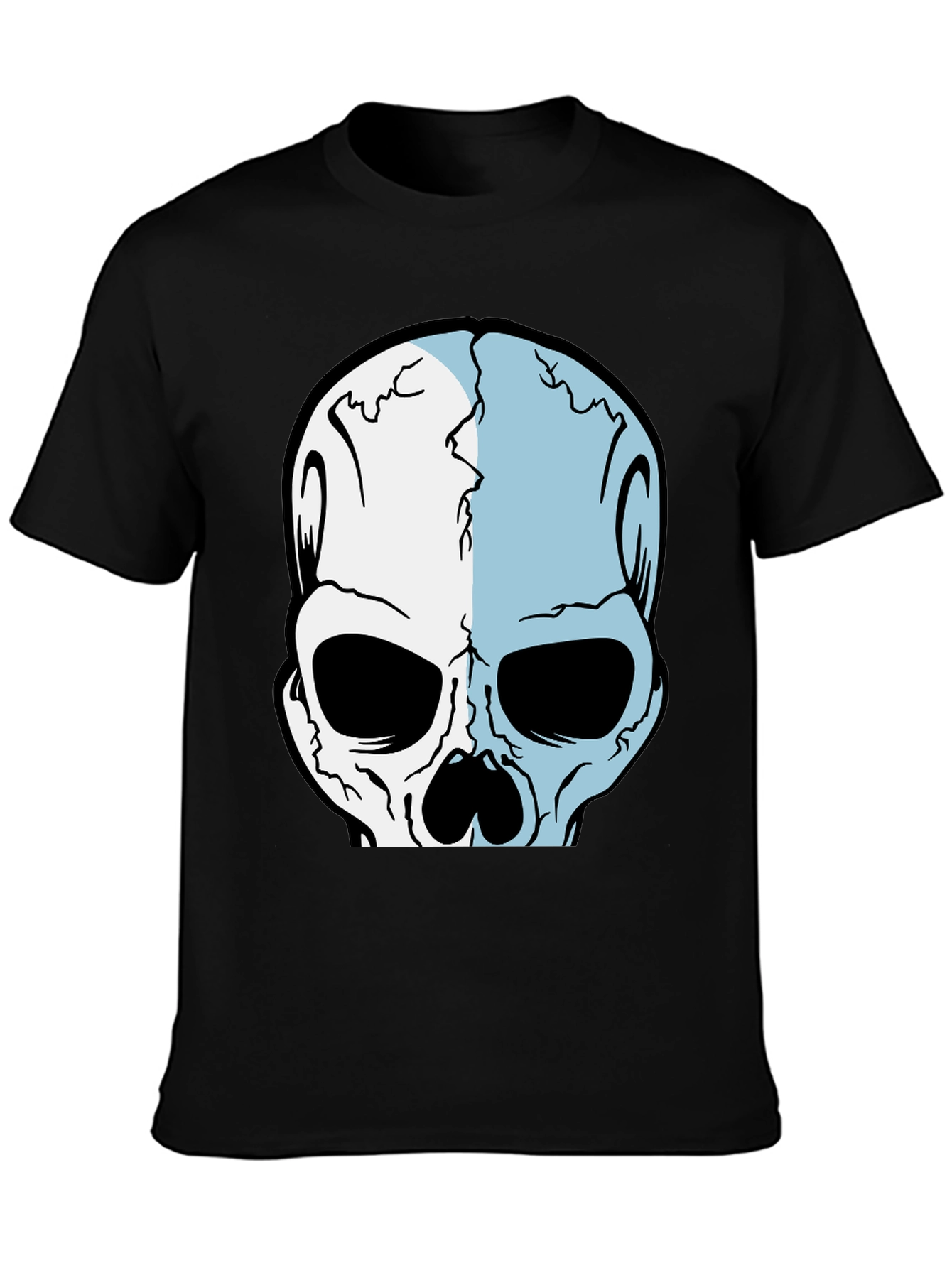 Black Skull Graphic Print Black T-Shirt view 3