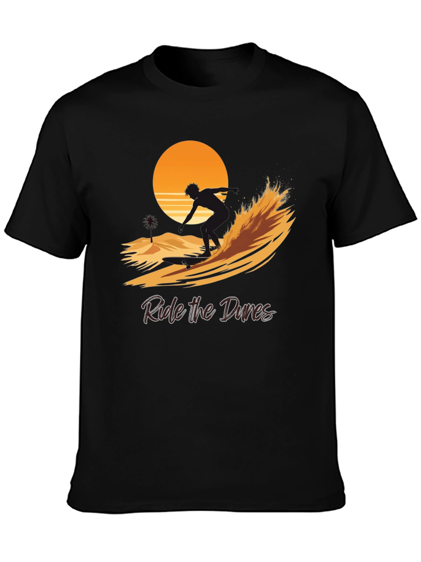 Black Ride the Dunes Graphic Tee - Black Cotton Shirt view 3