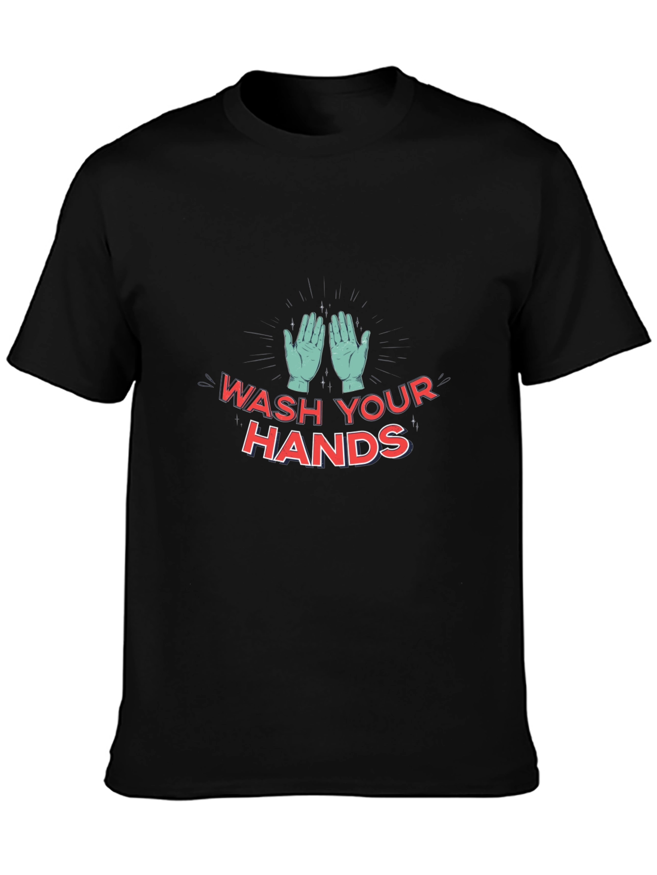 Black Wash Your Hands T-Shirt - Stay Safe and Stylish! view 3