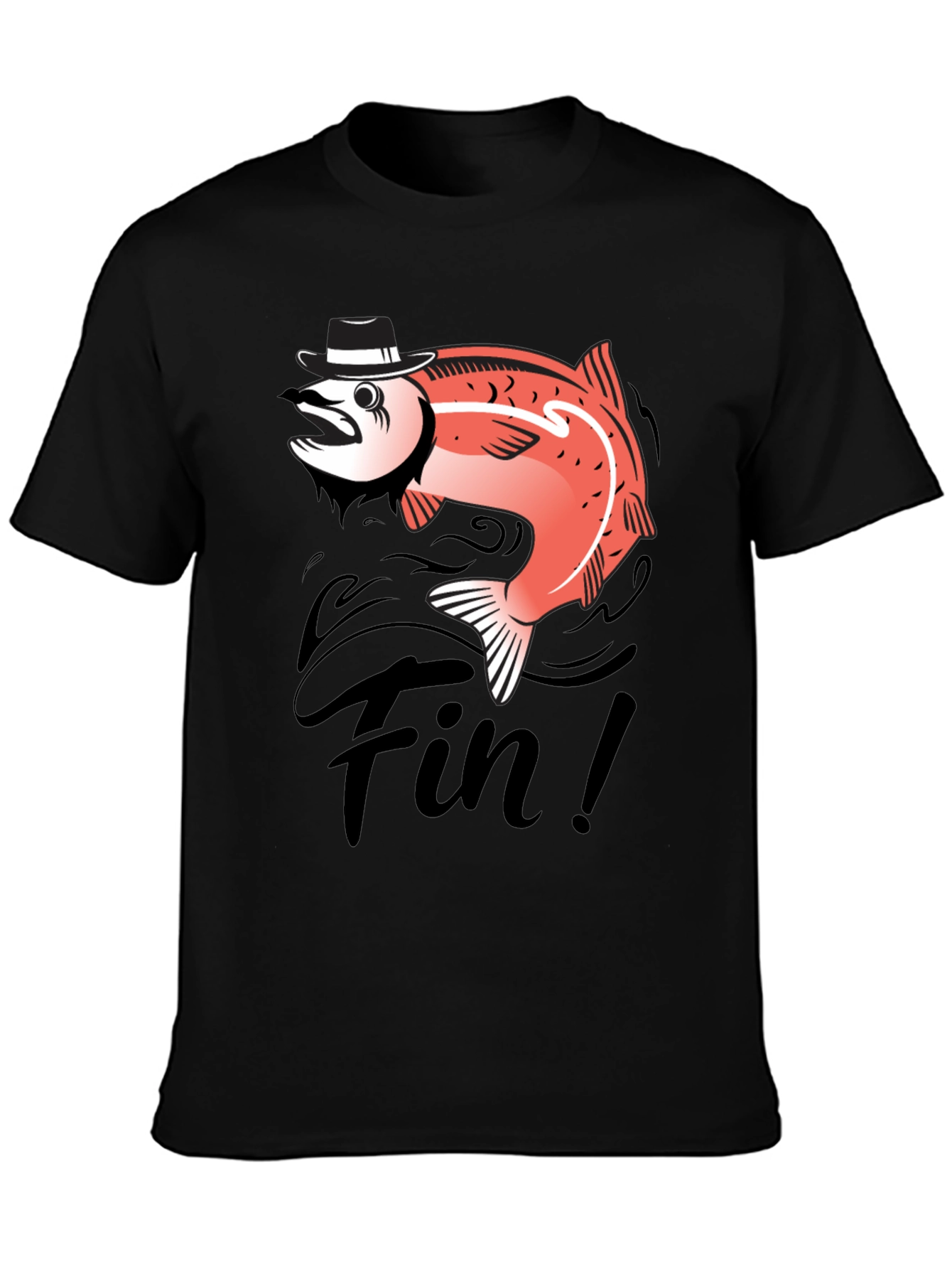 Black Fin! Gangster Fish Graphic T-Shirt - Black Cotton Tee view 3