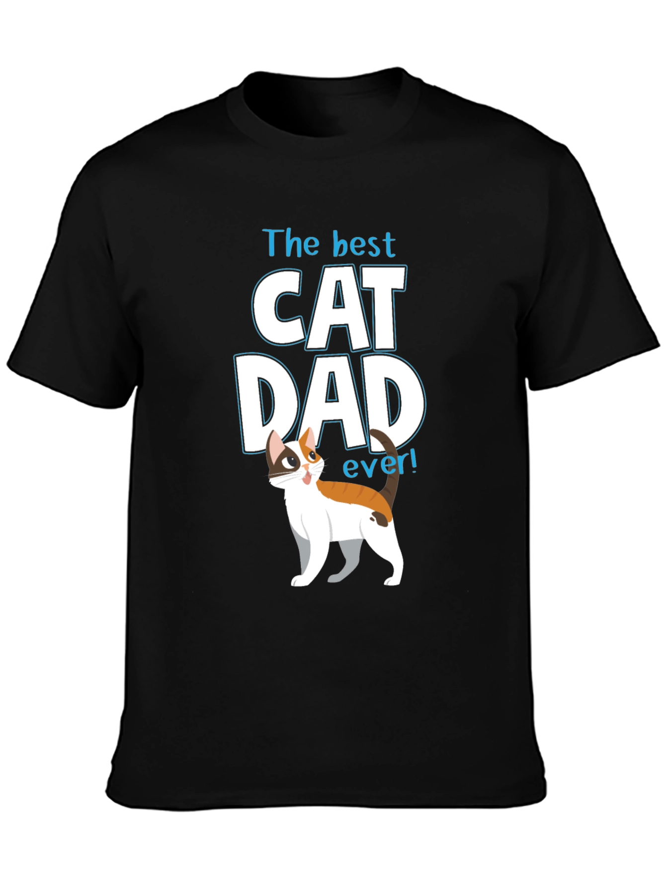 Black The Best Cat Dad Ever Black T-Shirt view 3