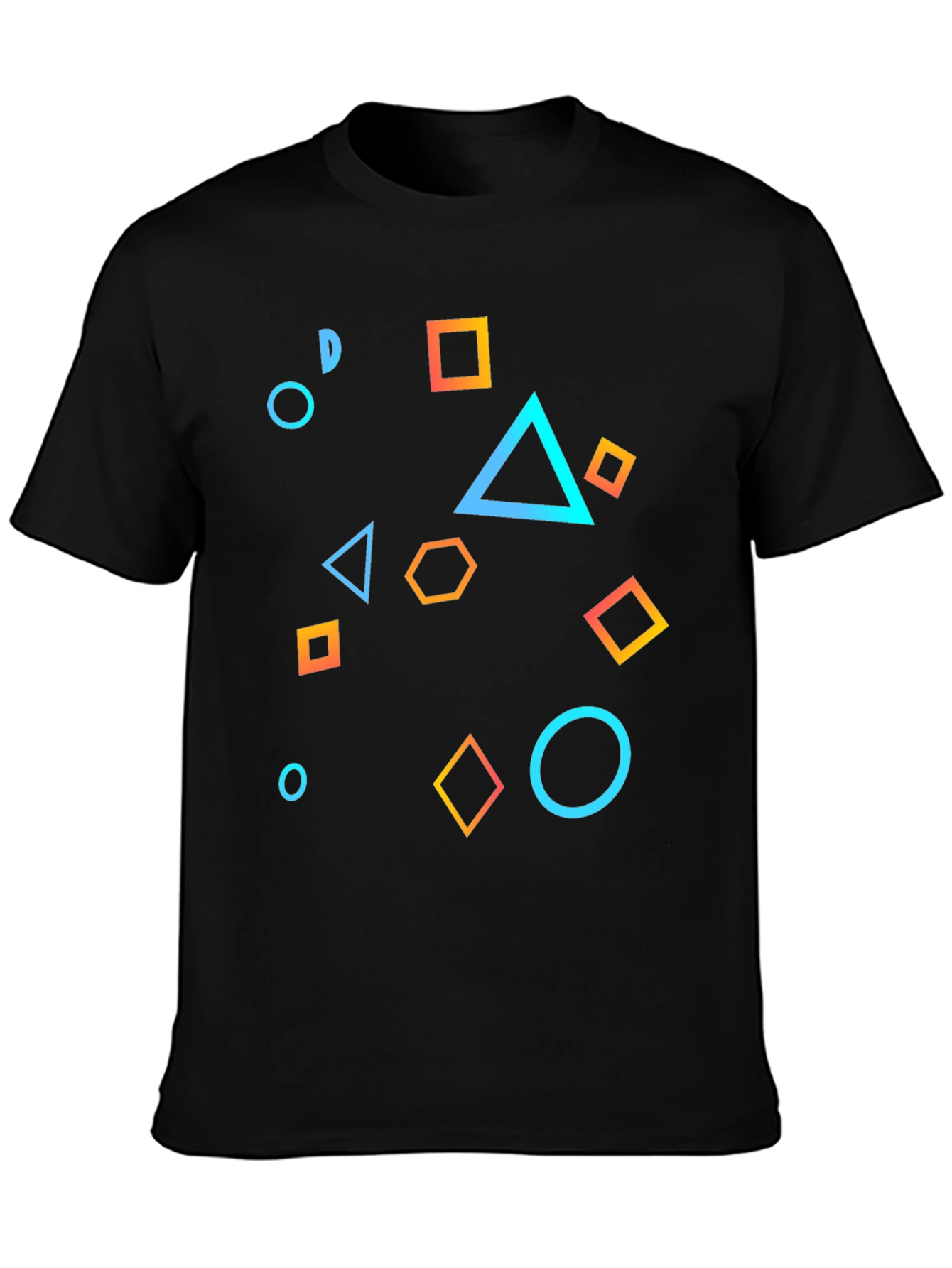 Black Geometric Shapes Black T-Shirt view 3