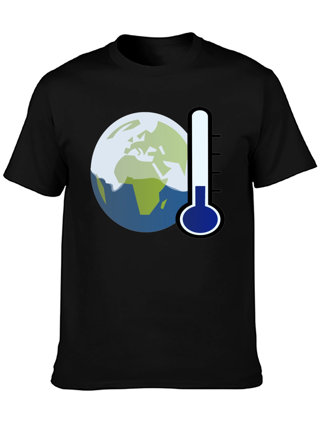 Black Global Warming Tee: Earth Thermometer Graphic T-Shirt view 3