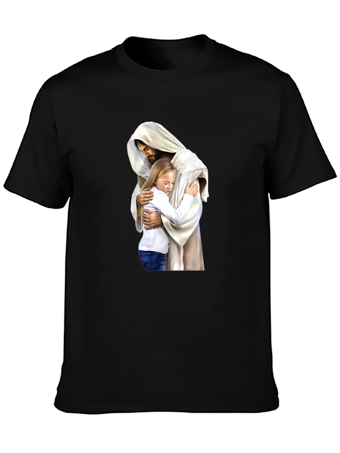 Black Jesus Hugging Child Graphic T-Shirt view 3
