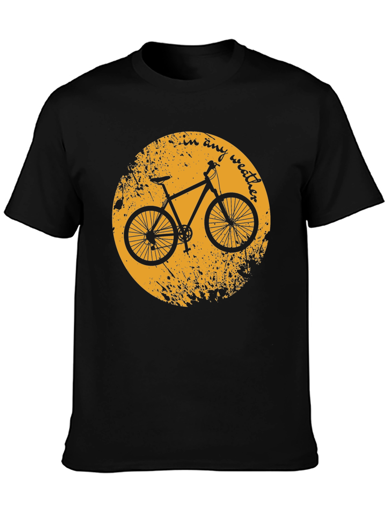 Black Bike T-Shirt - "In Any Weather" Design view 3