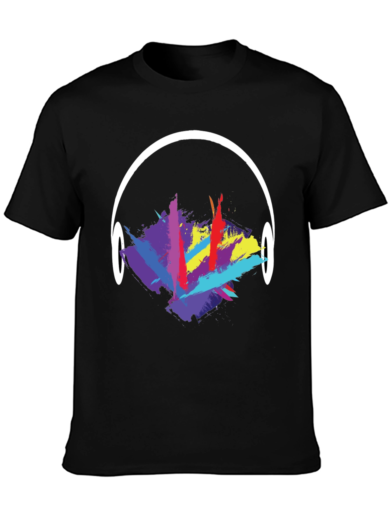 Black Abstract Headphones Graphic T-Shirt view 3