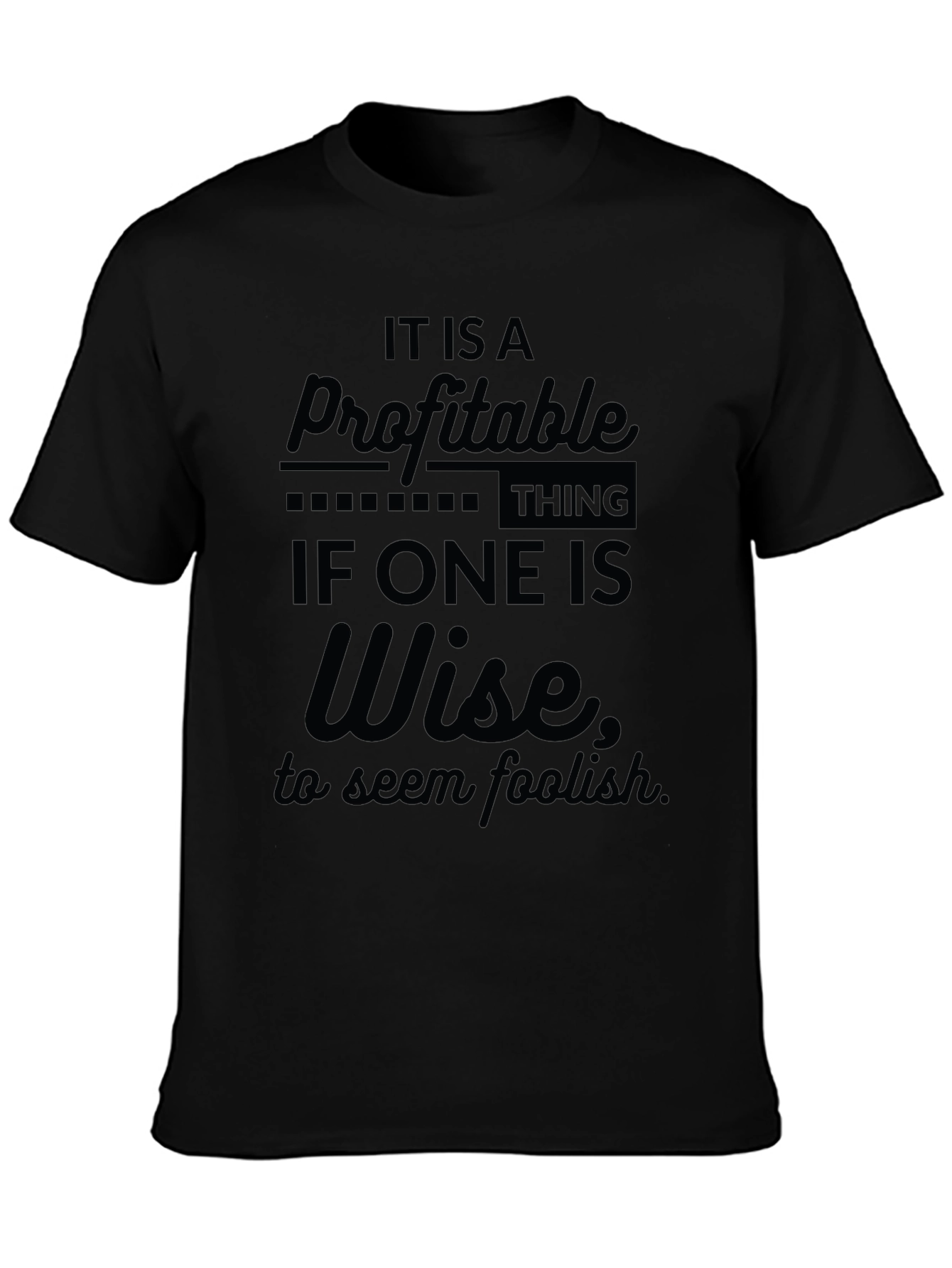 Black Profitable Wisdom Tee - Black Crew Neck T-Shirt for Men view 3