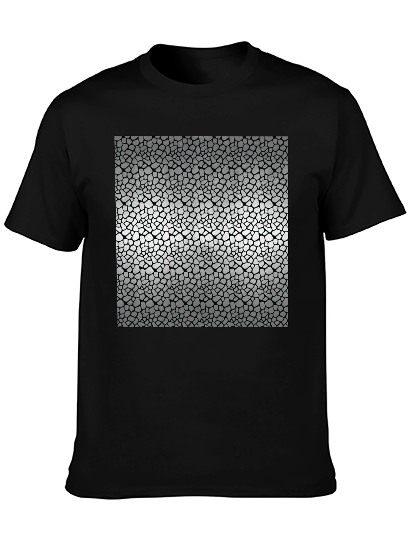 Black Mosaic Print Black T-Shirt view 3