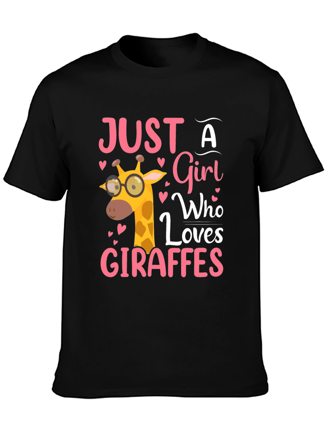 Black Just a Girl Who Loves Giraffes T-Shirt view 3