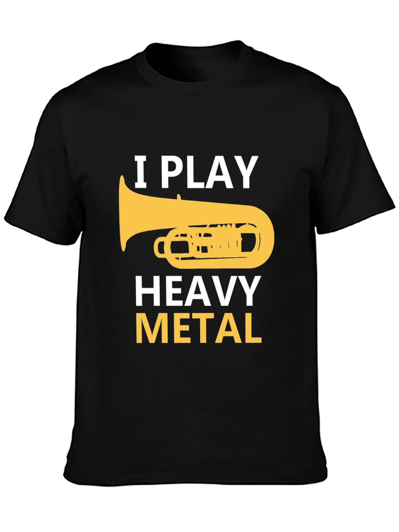 Black I Play Heavy Metal Tuba Musician Graphic Tee view 3