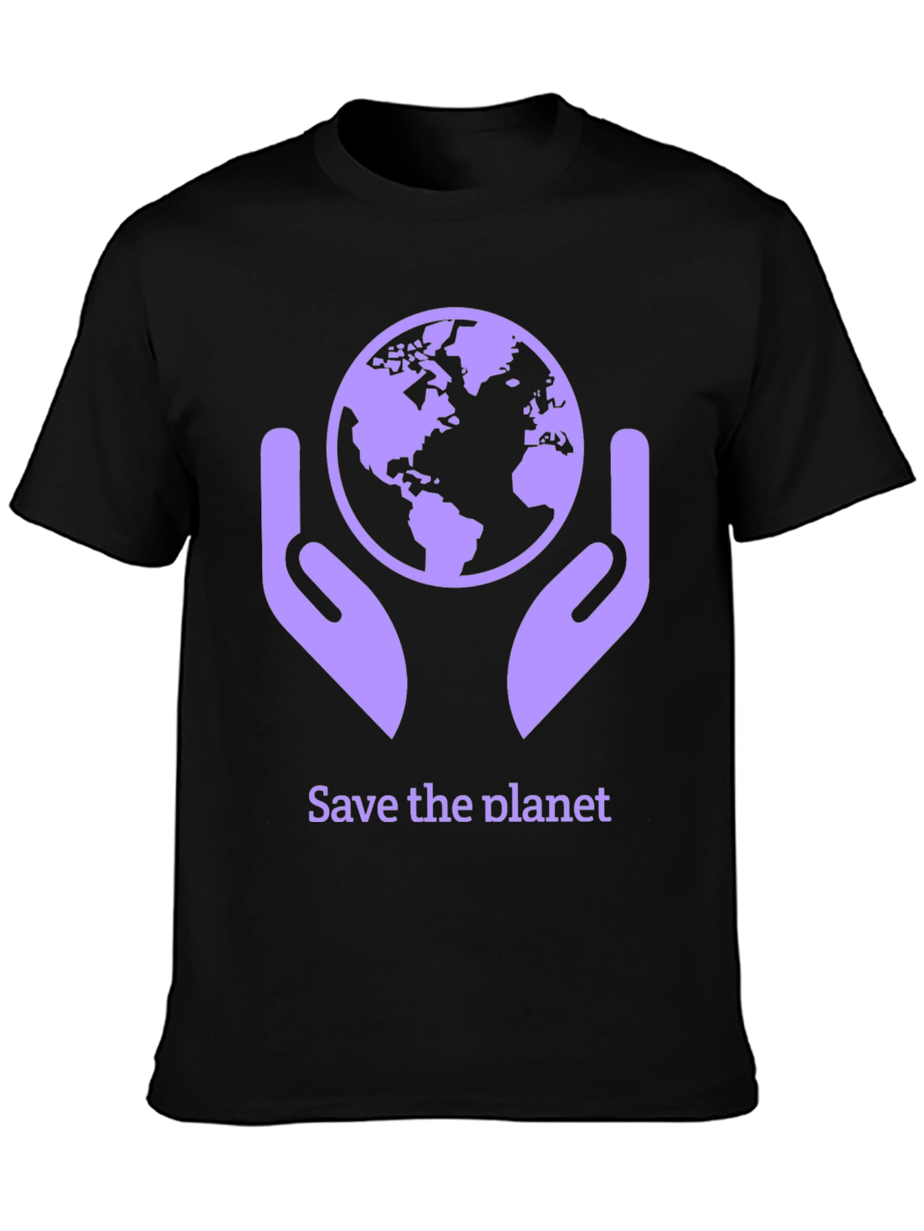 Black Save the Planet T-Shirt - Earth in Hands Graphic Tee view 3