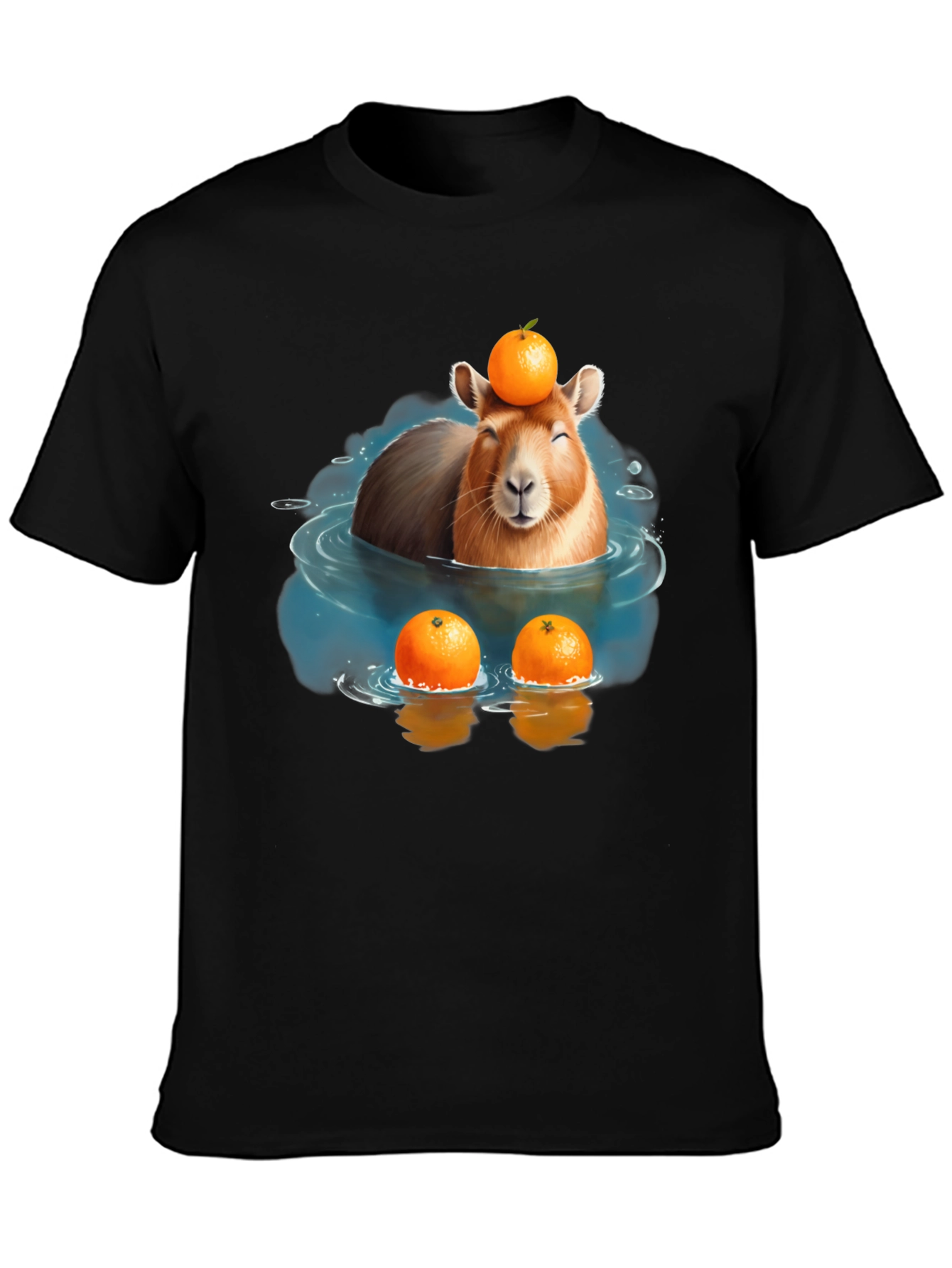 Black Capybara Orange T-Shirt view 3