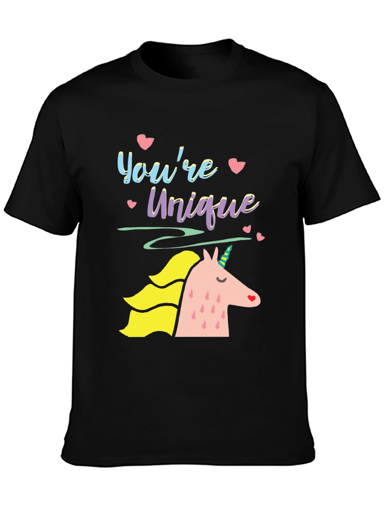 Black Unique Unicorn Graphic Tee - Black Unisex T-Shirt view 3
