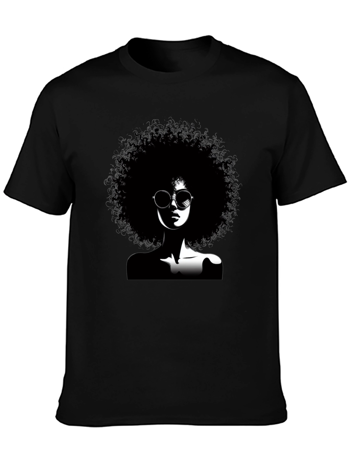 Black Afro Silhouette Graphic T-Shirt - Unisex Cotton Tee view 3