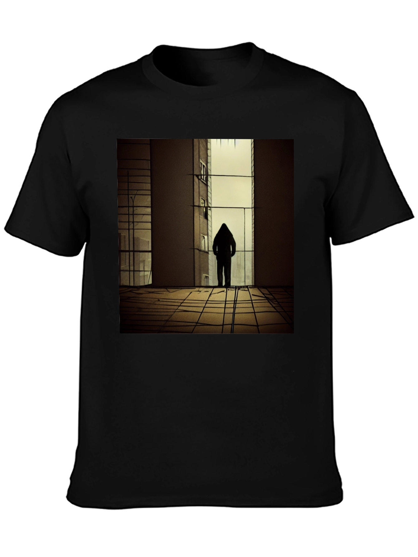 Black Urban Silhouette Black T-Shirt view 3