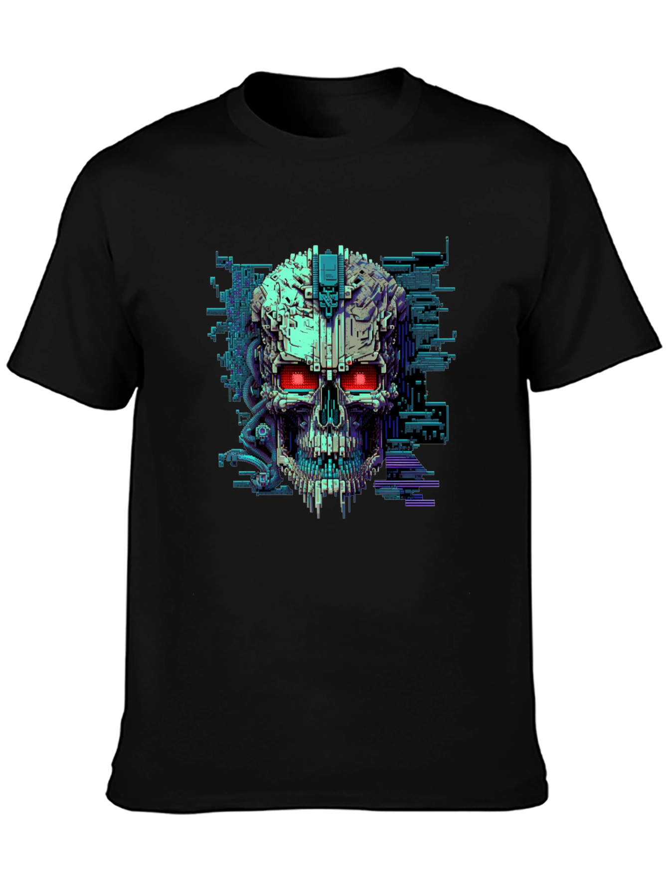 Black Cyber Skull T-Shirt - Futuristic Techwear view 3