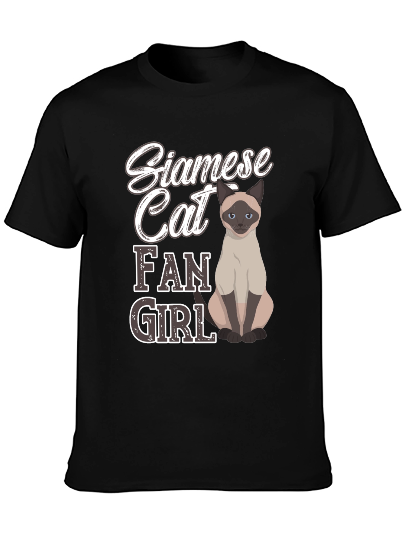 Black Siamese Cat Fan Girl T-Shirt view 3