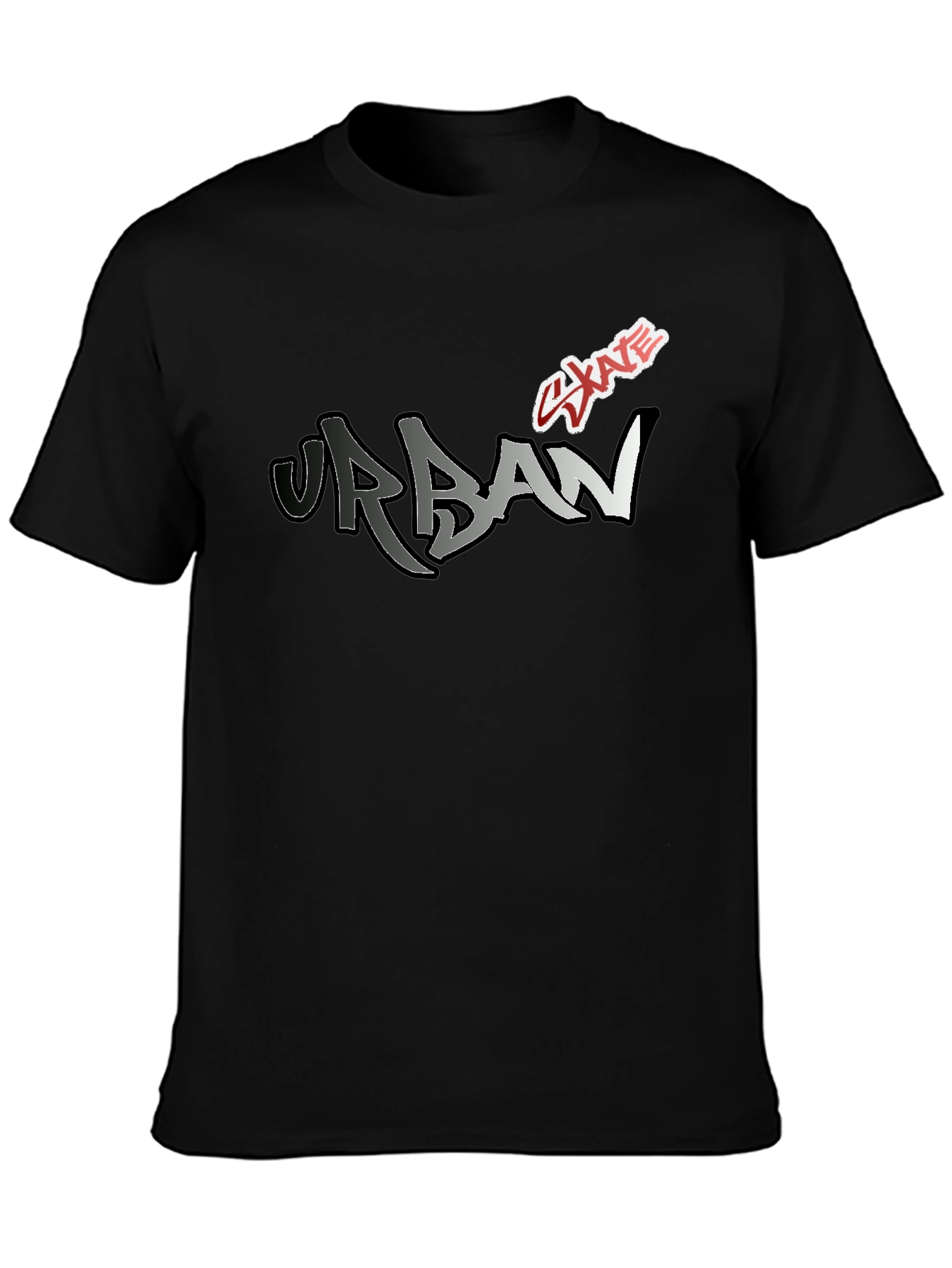 Black Urban Skate Graphic Tee - Modern Black T-Shirt view 3