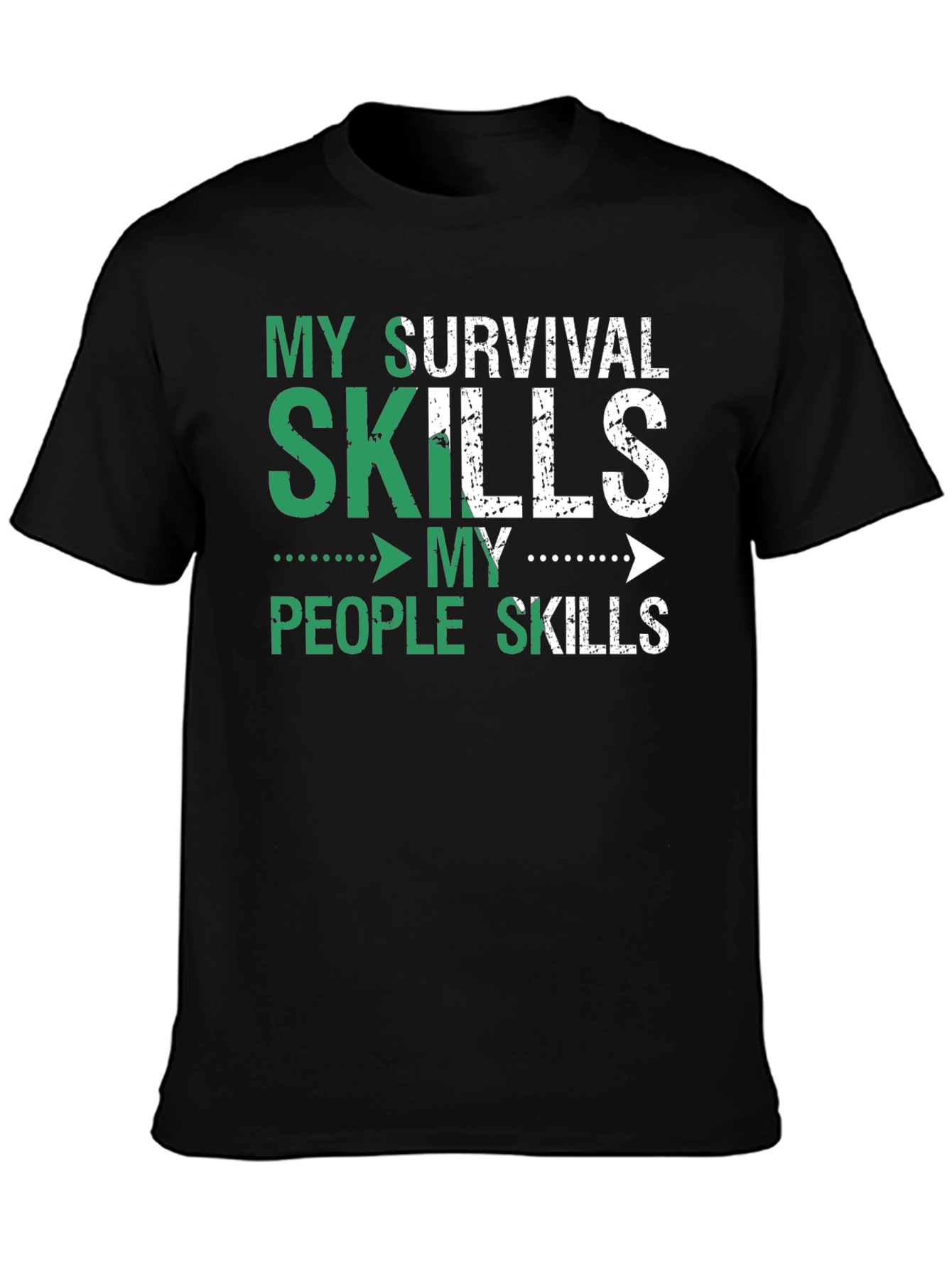 Black Survival Skills T-Shirt - Humorous Graphic Tee view 3