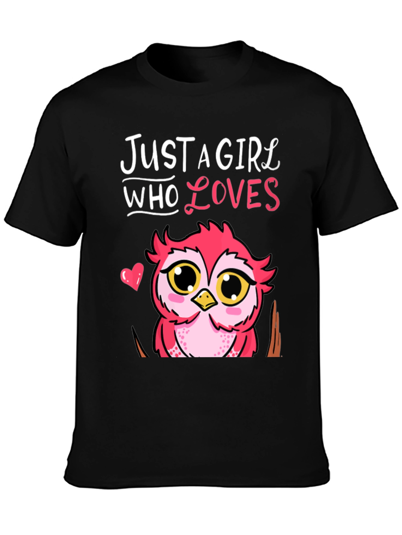 Black Just A Girl Who Loves Owls T-Shirt view 3
