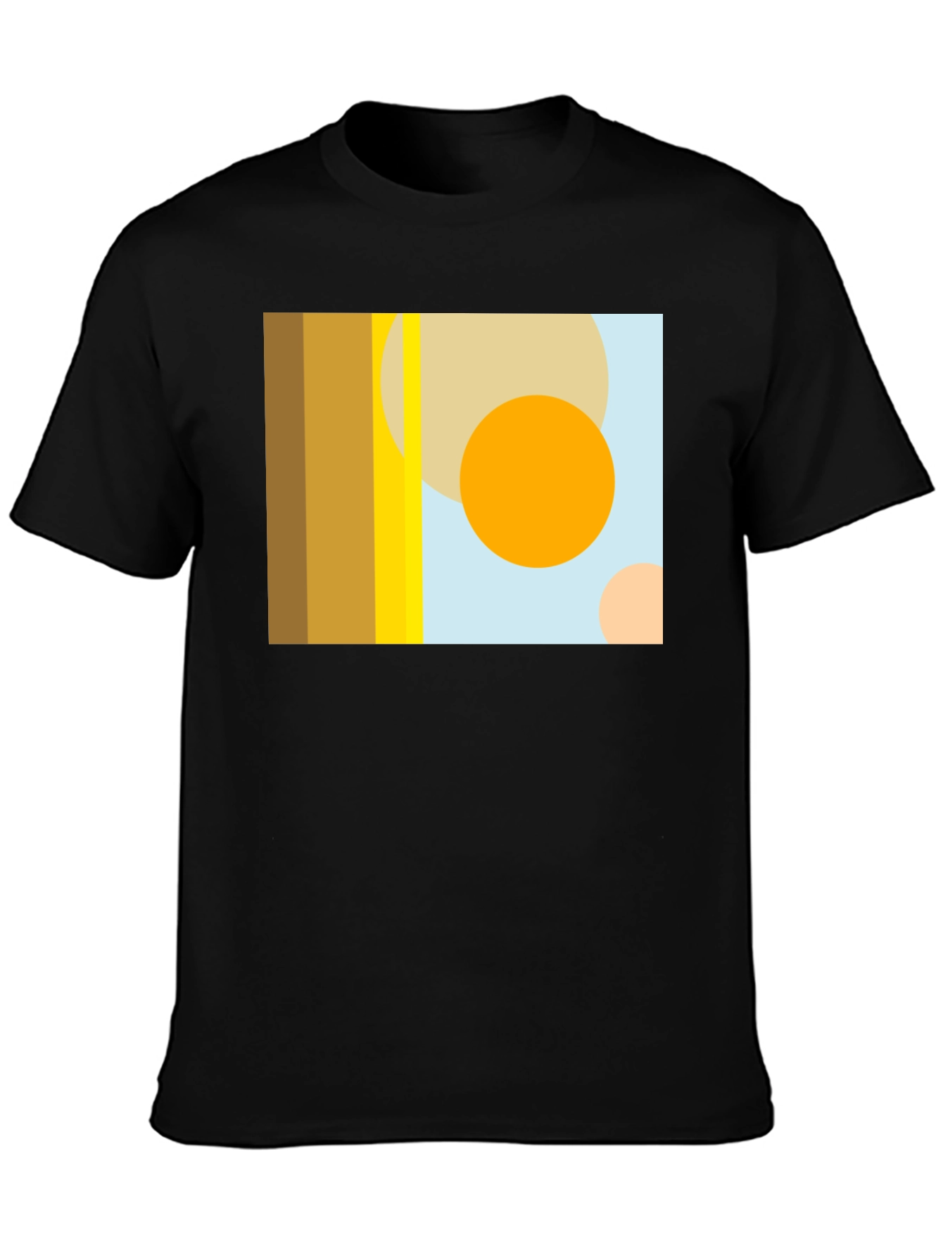 Black Abstract Geometric Circle Print Black T-Shirt view 3