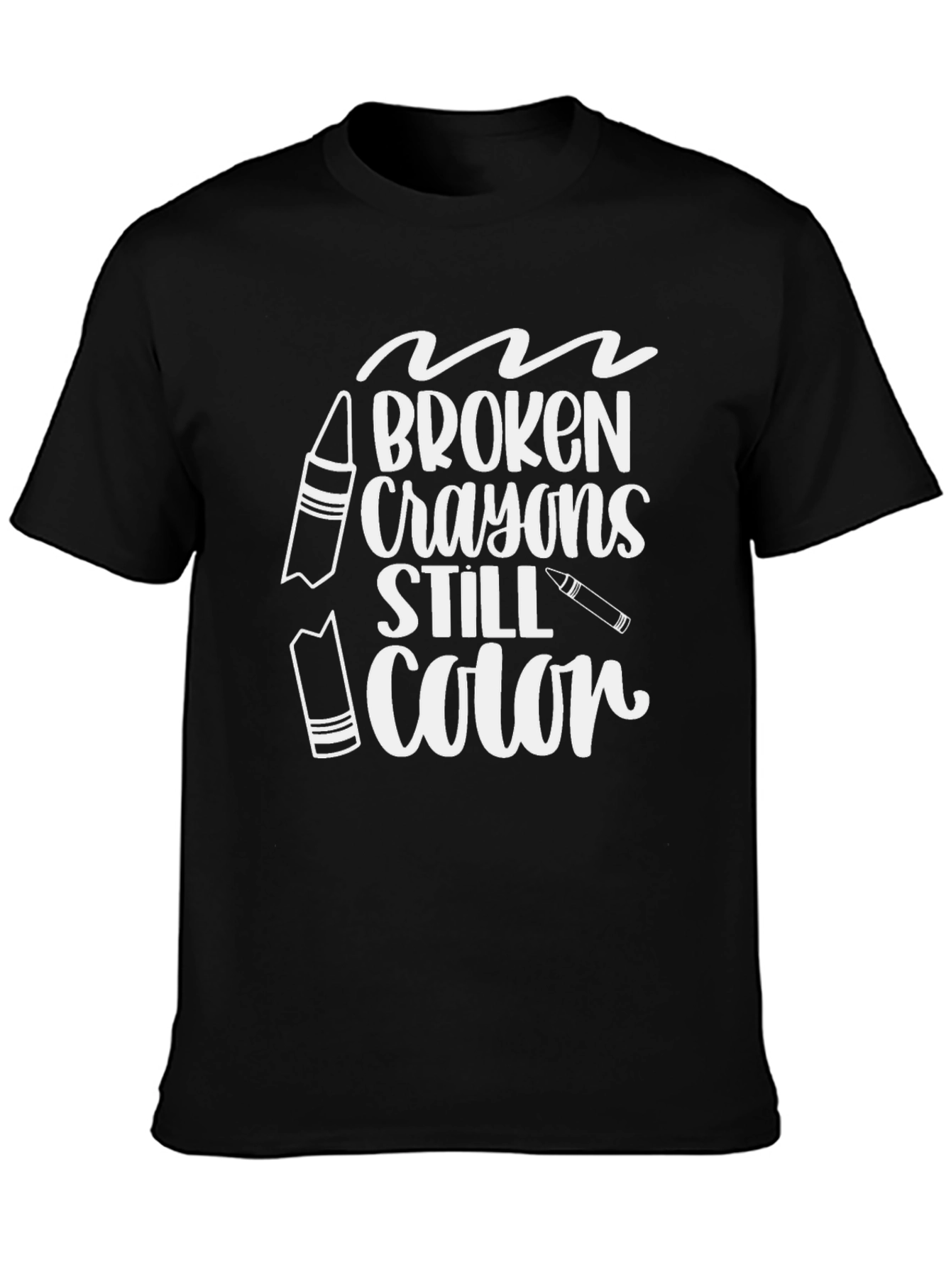 Black Broken Crayons Still Color T-Shirt view 3