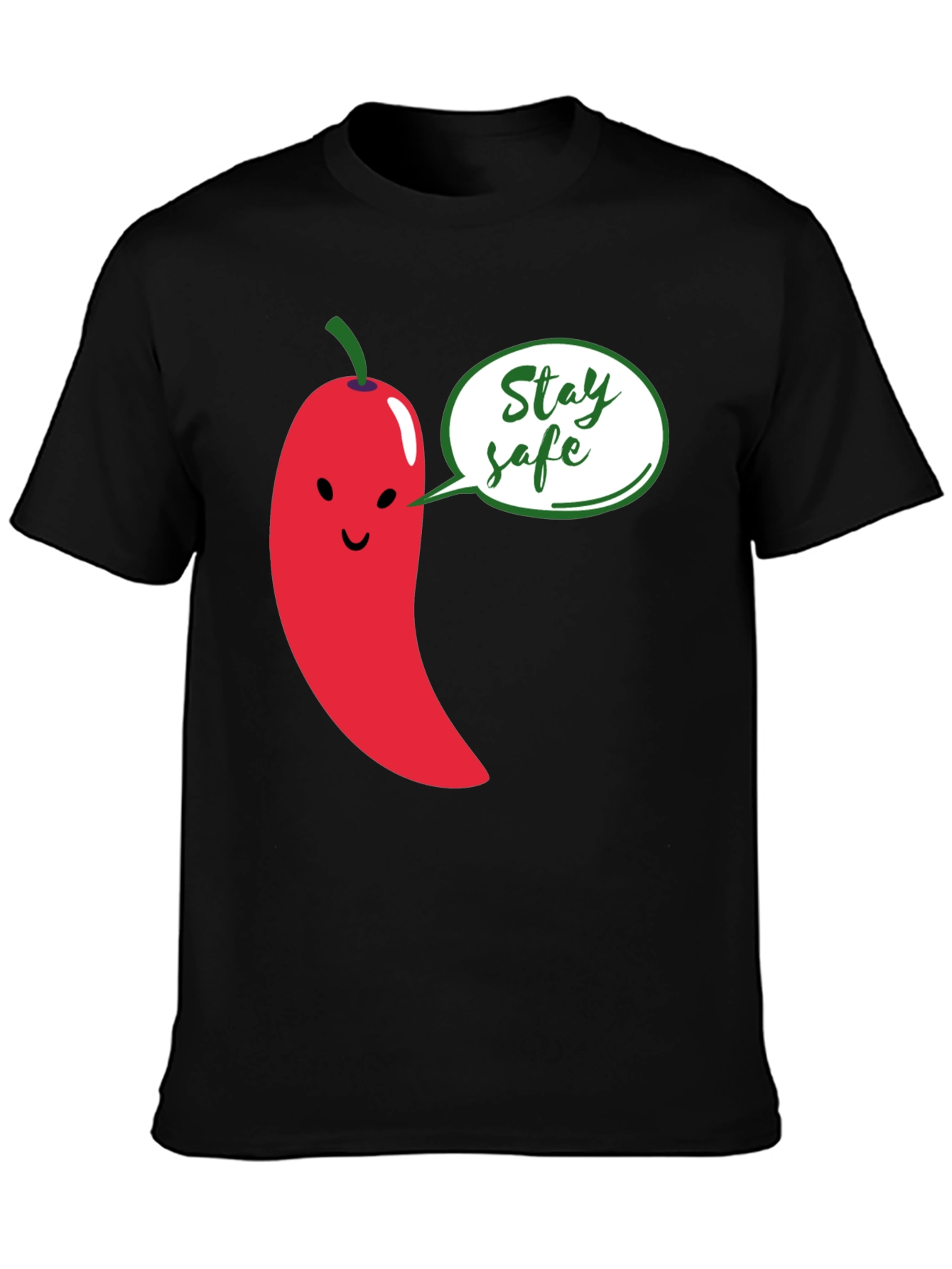 Black Stay Safe Pepper Graphic Tee - Unisex Black T-Shirt view 3