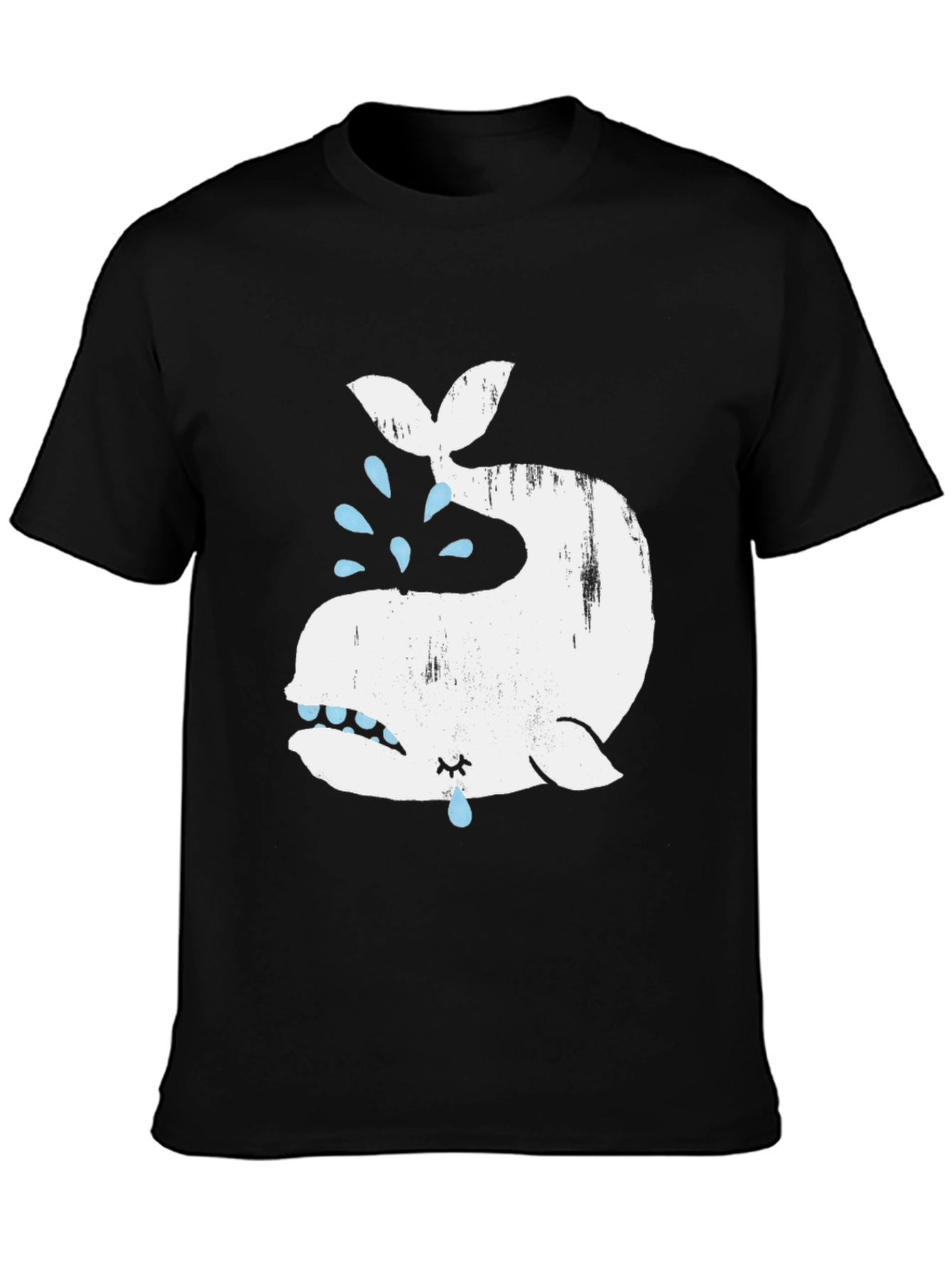Black Crying Whale Graphic T-Shirt - Black Cotton Blend view 3
