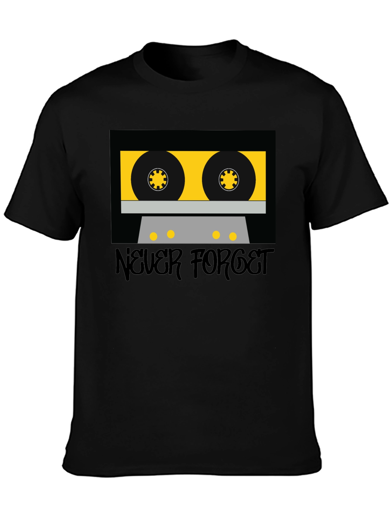 Black Retro Cassette Tape Graphic T-Shirt - Never Forget view 3