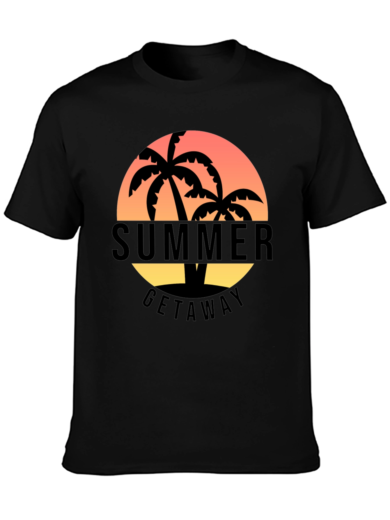 Black Summer Getaway Palm Tree Graphic T-Shirt view 3