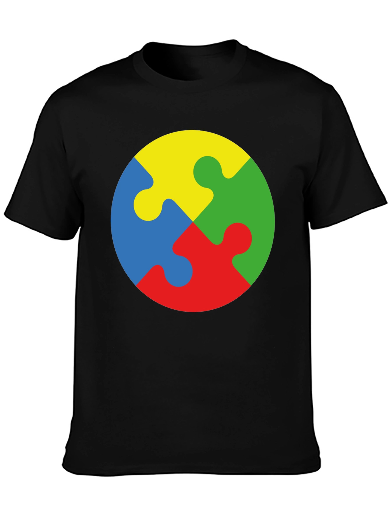 Black Autism Awareness Puzzle Piece Graphic T-Shirt view 3