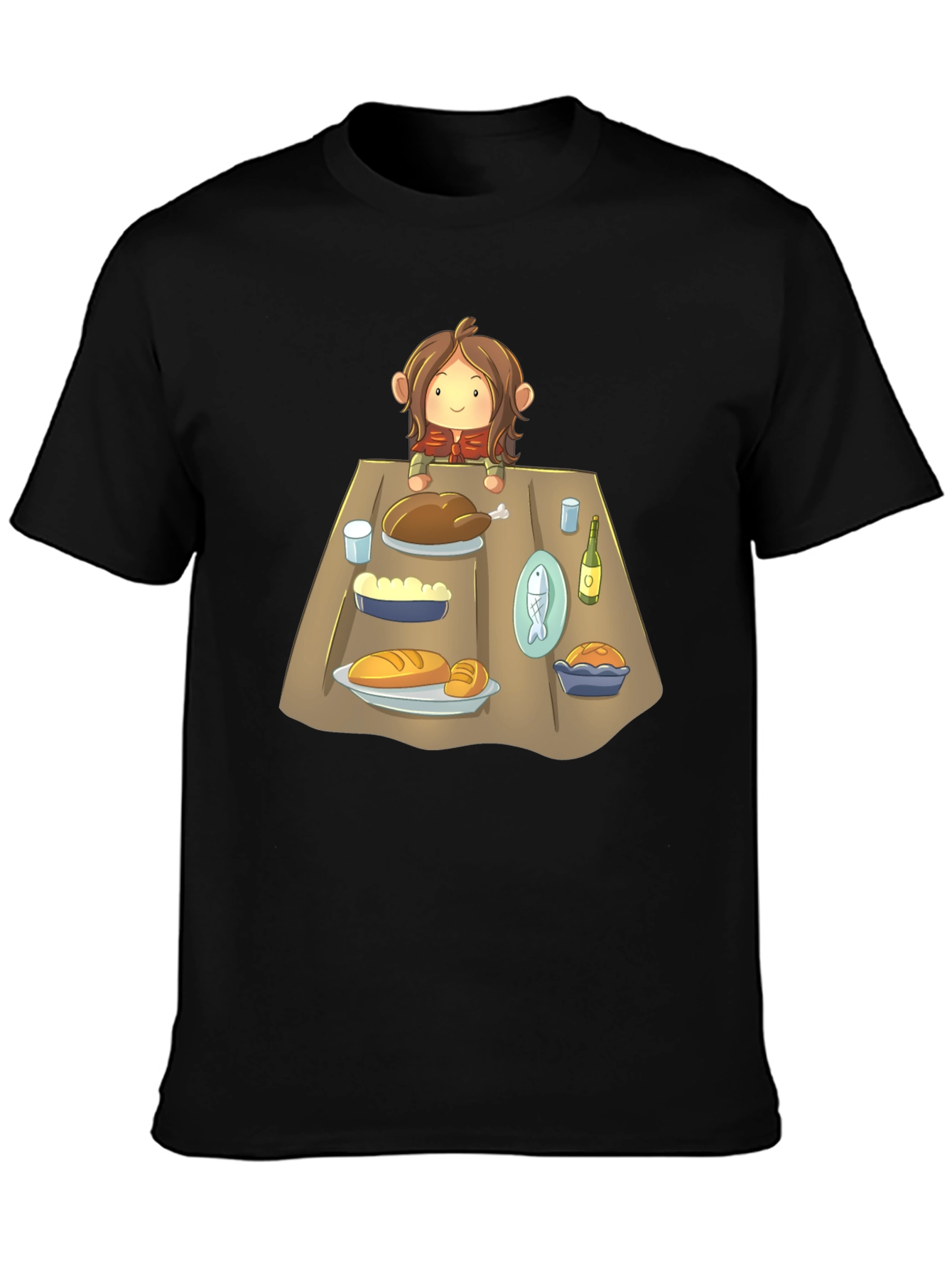 Black Hobbit Feast T-Shirt - Whimsical Lord of the Rings Apparel view 3