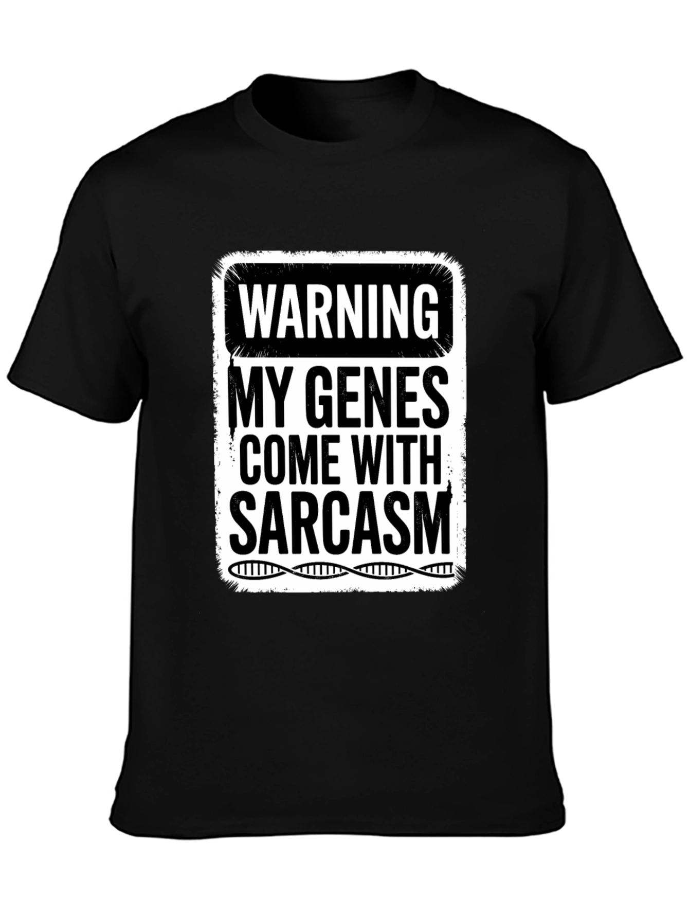 Black Sarcastic Genes Graphic Tee - Humor T-Shirt view 3