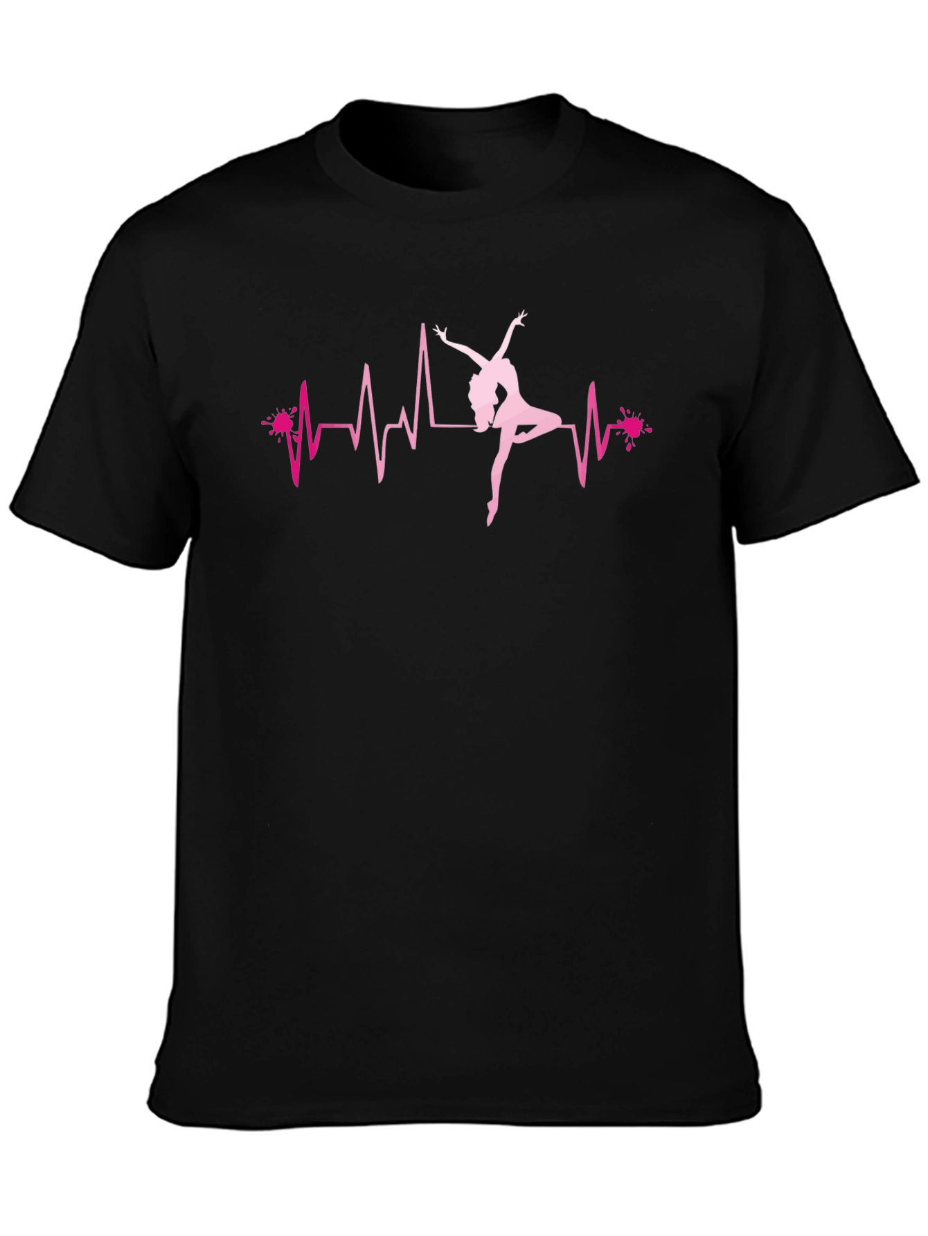 Black Dancing Heartbeat T-Shirt - Black Cotton Tee view 3