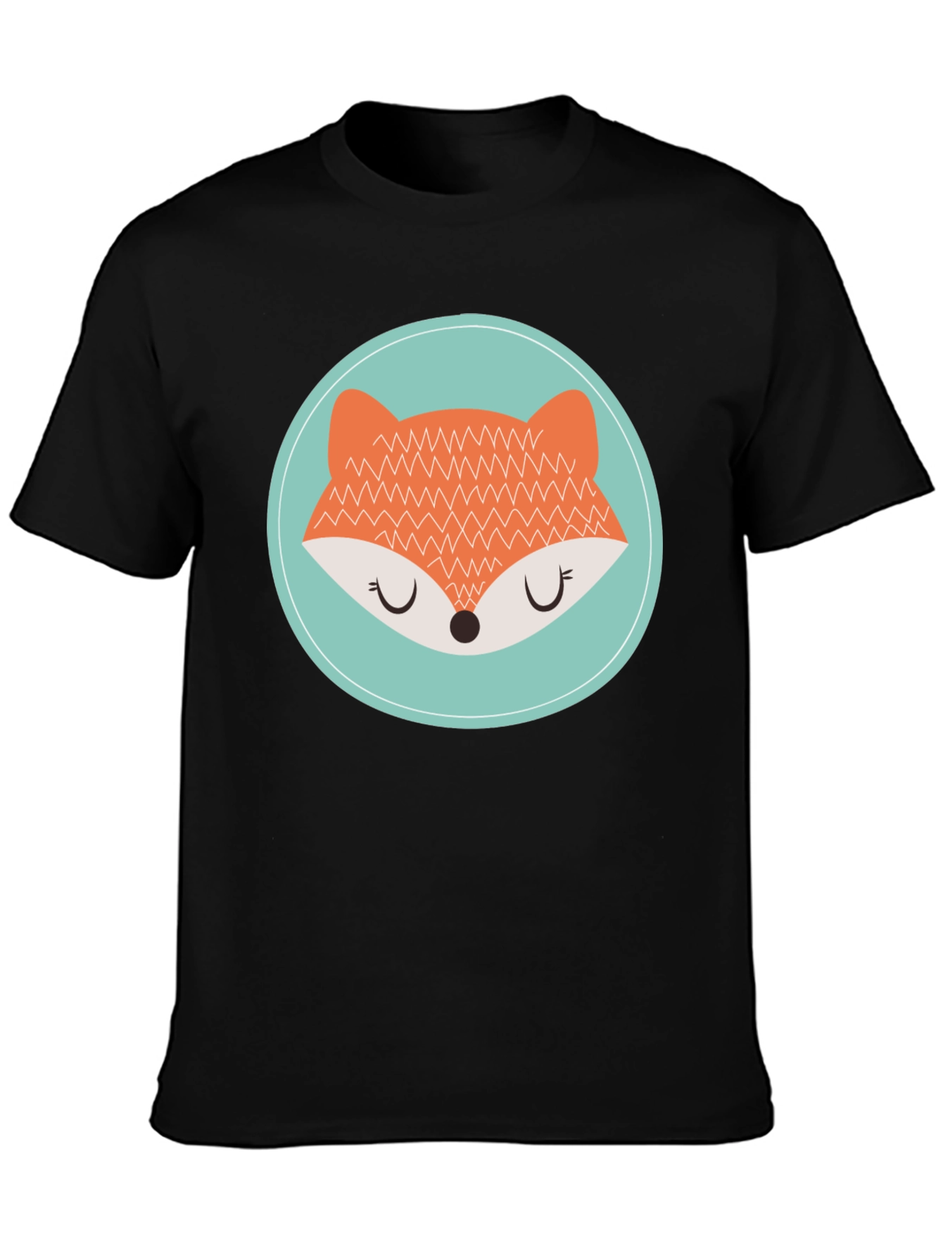 Black Cute Fox Graphic Tee - Unisex Black T-Shirt view 3