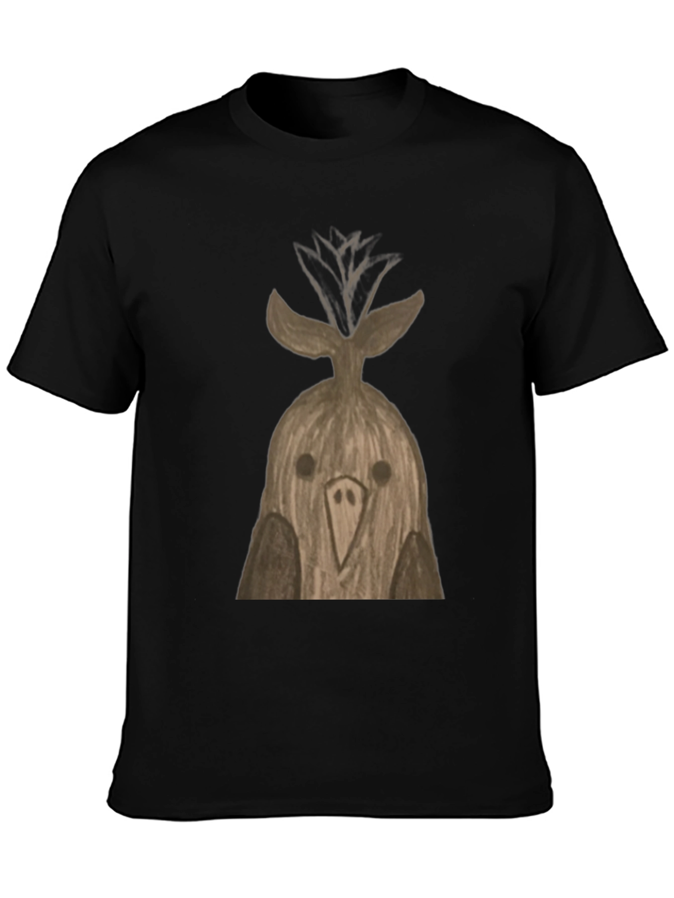 Black Quirky Bird T-Shirt - Unique Hand-Drawn Design view 3