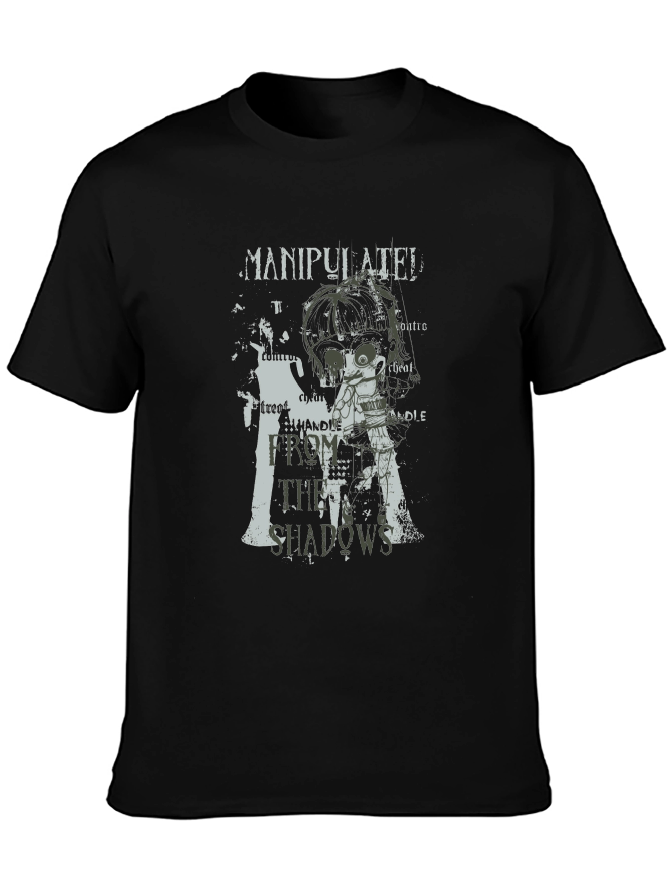 Black Manipulated Shadows Graphic Print Black T-Shirt view 3