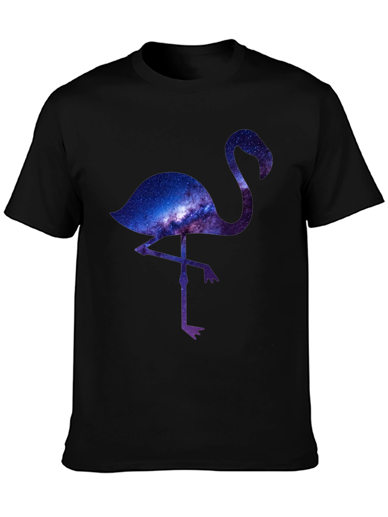Black Galaxy Flamingo Graphic T-Shirt view 3