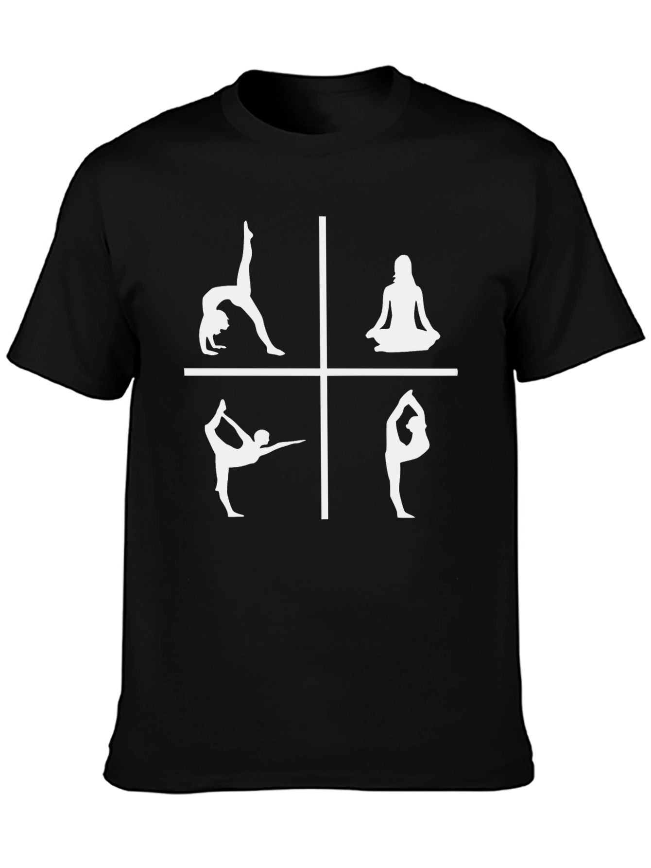 Black Yoga Pose Graphic Print Black T-Shirt view 3