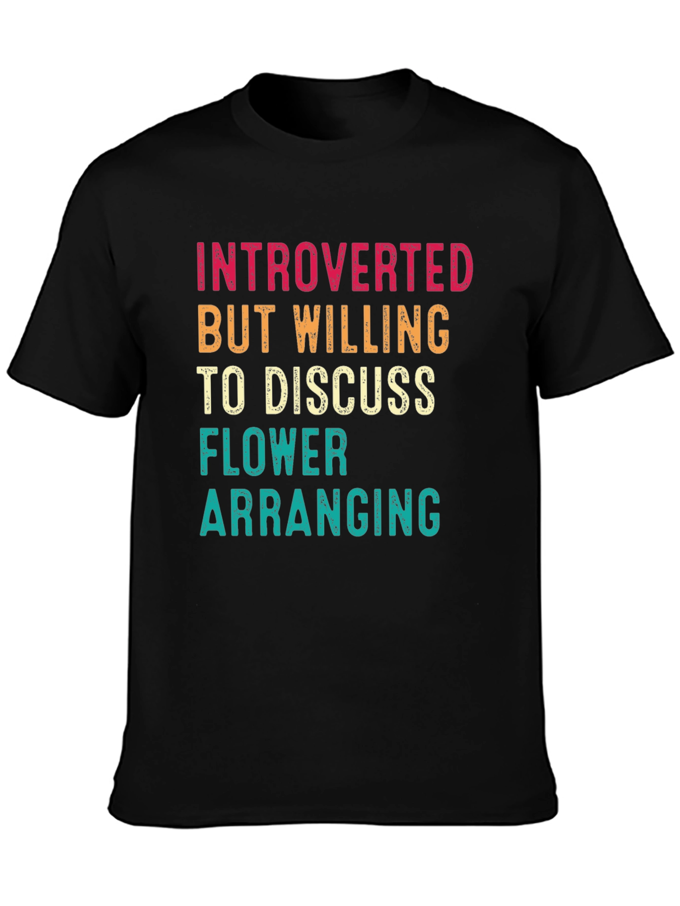 Black Introverted Flower Arranging Graphic Tee view 3