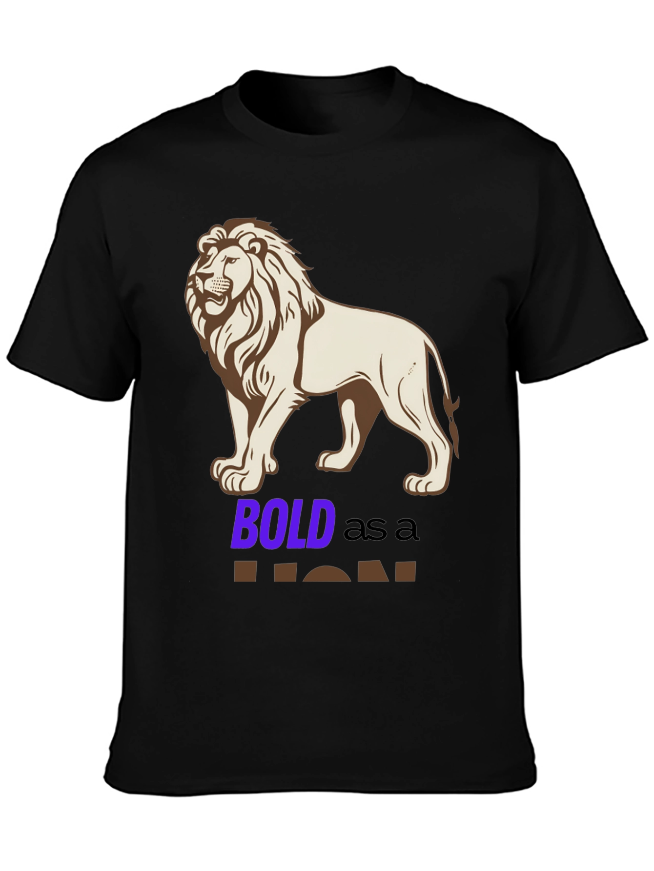 Black Bold Lion Graphic Tee - Black Cotton Blend Shirt view 3